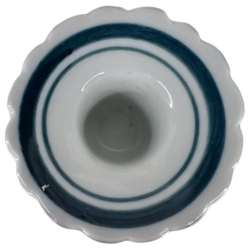 2 Andrea By Sadek‎ Blue Floral Ceramic Candlestick Holders Hand Painted Set Pair